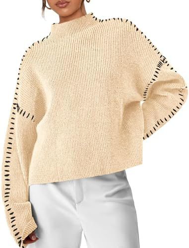 Mhairi – Oversized Ribbed Jumper with Whipstitch Detail
