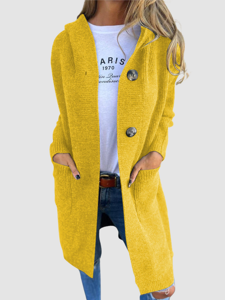 Geraldine – Hooded Knit Button-Up Cardigan