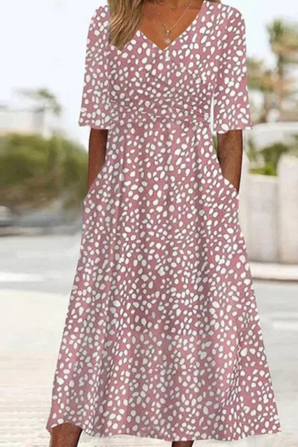 Celia – Spot Print Tummy-Flattering Midi Dress