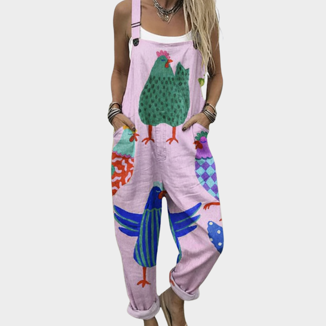 Dovie | Pink Floral Dungarees