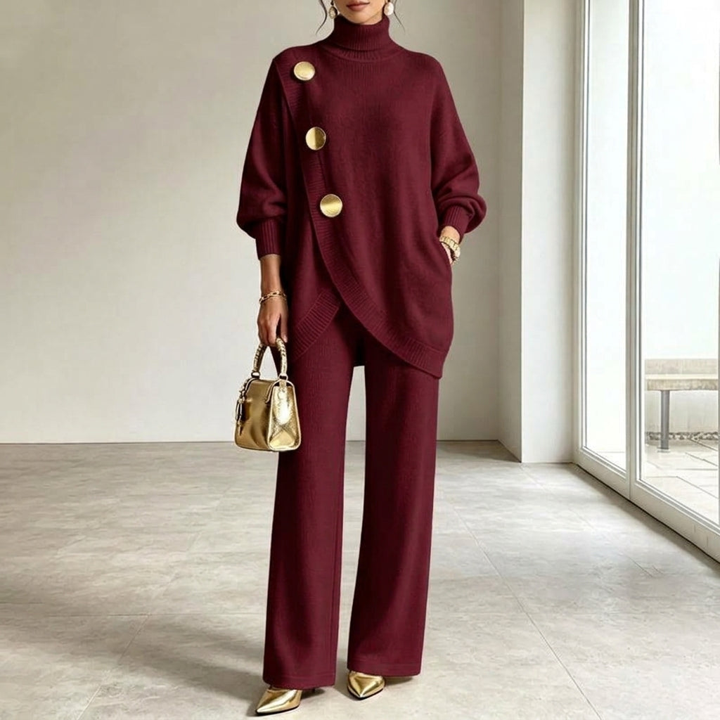 Honor – Knit Polo Neck and Wide-Leg Trouser Set
