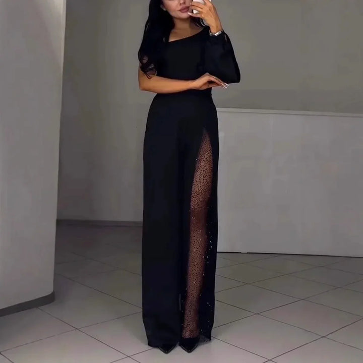 Clemency – Mesh Panel Wide-Leg Jumpsuit
