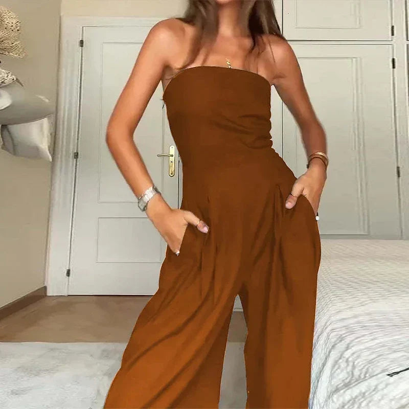 Valerie – Strapless Wide-Leg Elegant Jumpsuit