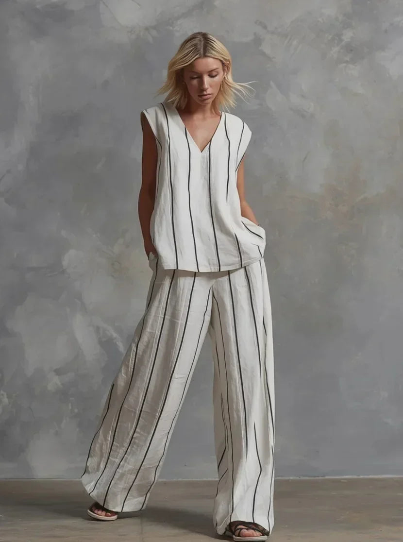 Paige | Striped Top & Wide-Leg Trousers Set