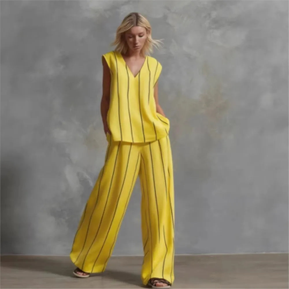 Paige | Striped Top & Wide-Leg Trousers Set
