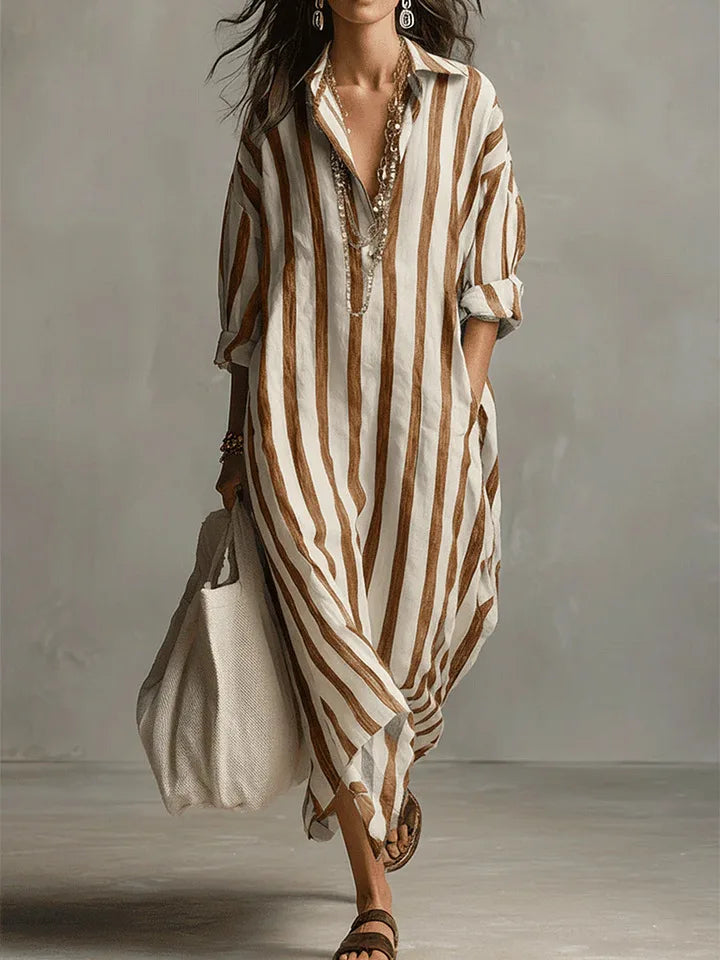 Clemency – Striped Relaxed Shirt Midi Dress