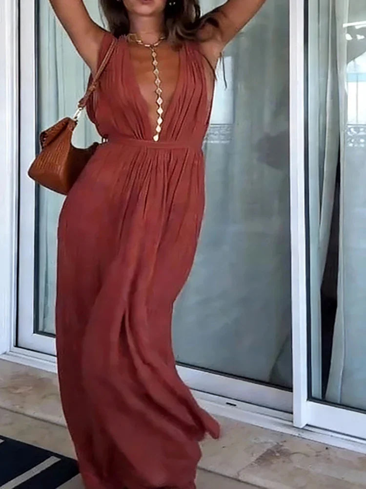 Tilly – Elegant Deep V Wide Leg Jumpsuit