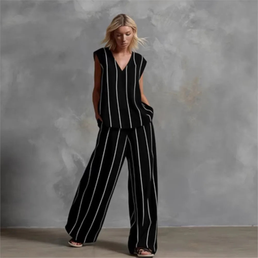 Paige | Striped Top & Wide-Leg Trousers Set