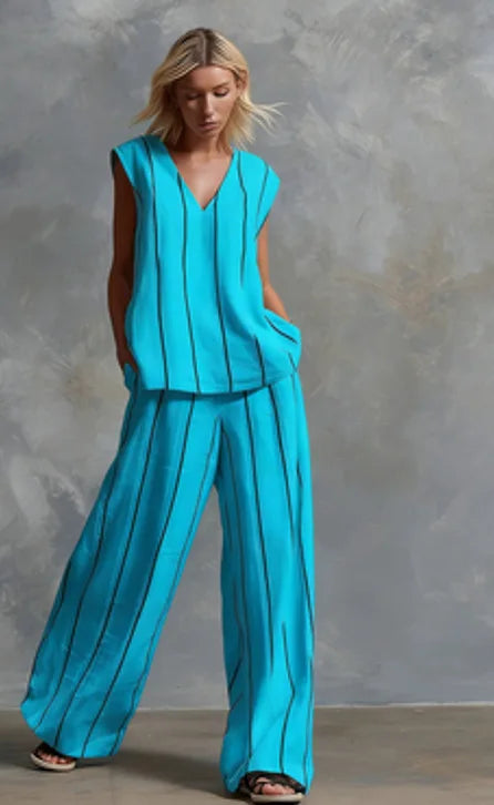 Paige | Striped Top & Wide-Leg Trousers Set