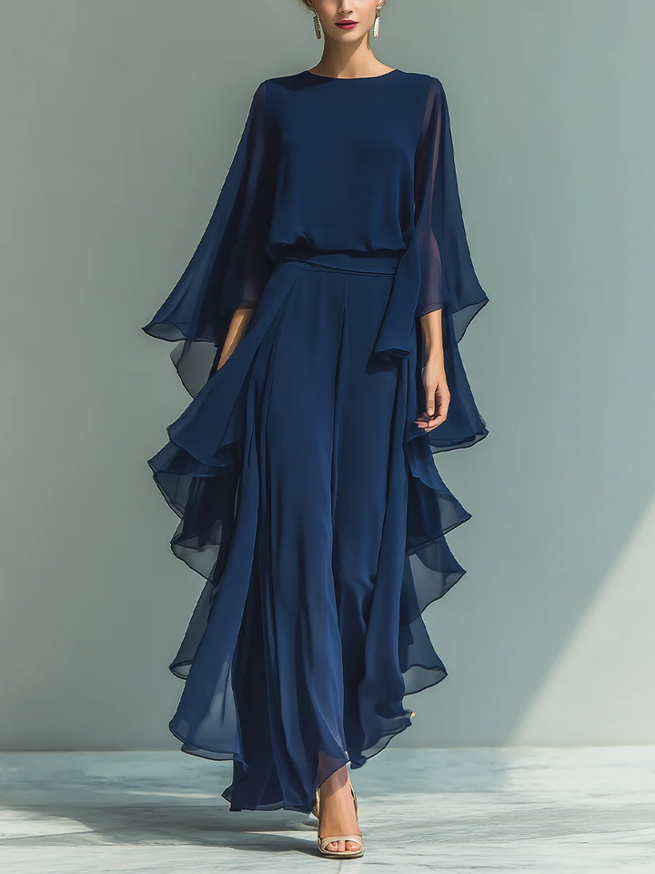 Emelia | Cape-Sleeve Evening Jumpsuit