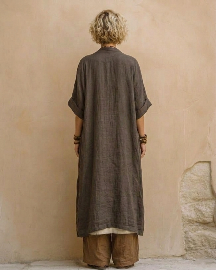 Margaret | Dark Grey & Brown Tribal Print Three-Piece Set