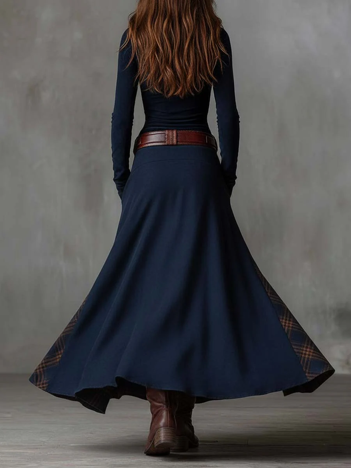 Honor – Check-Panel Patchwork Maxi Dress