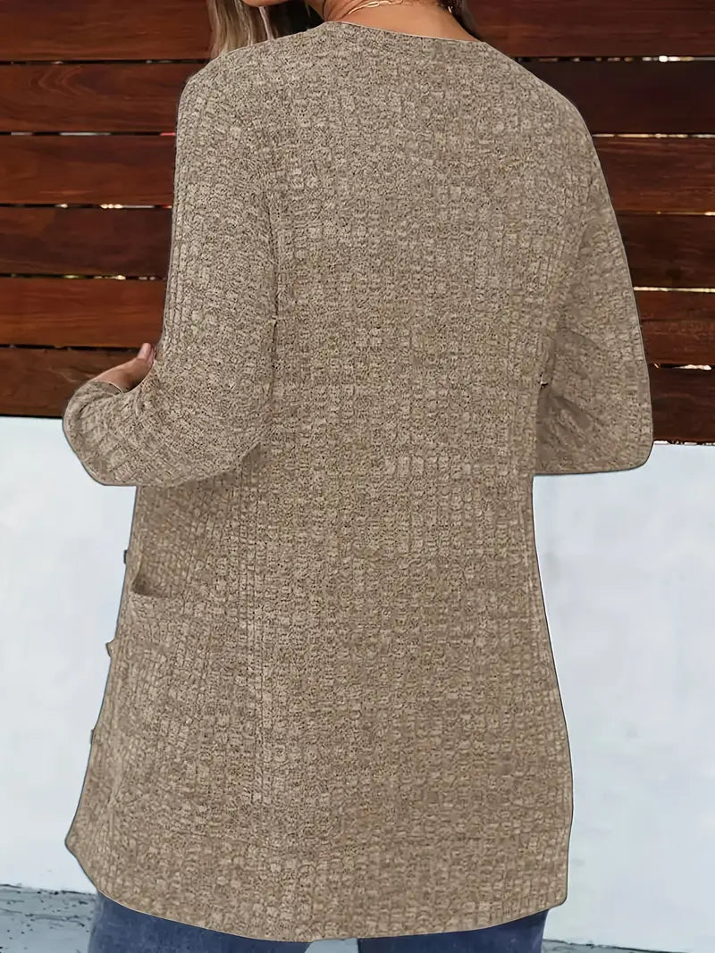 Esme – Longline Waffle-Knit Cardigan