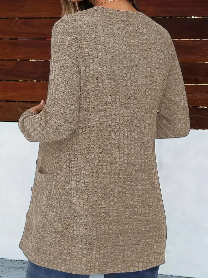 Esme – Longline Waffle-Knit Cardigan