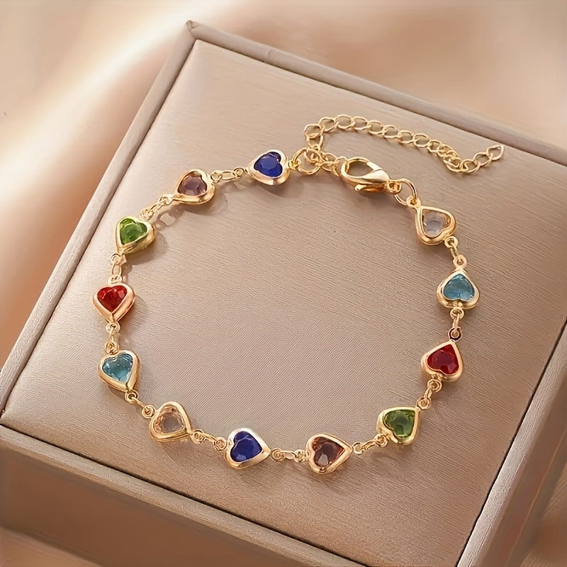 Vivien – Heart Crystal Chain Bracelet