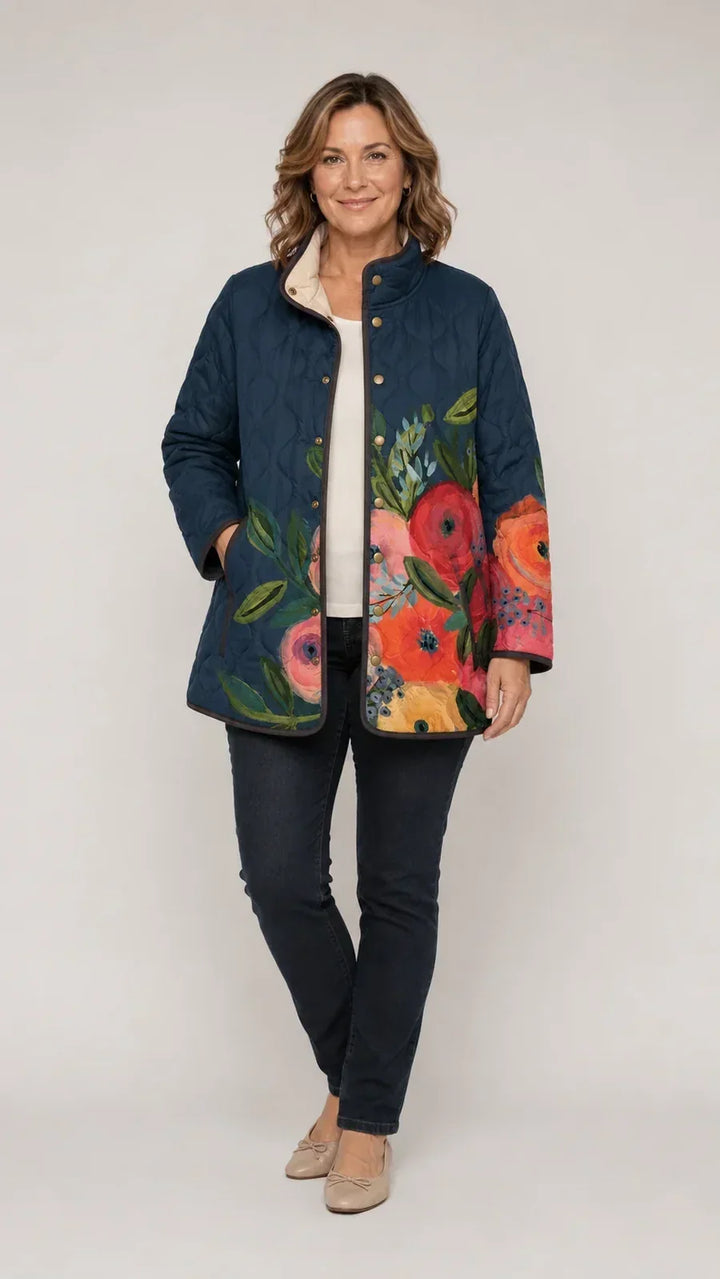 Vera – Vintage Floral Print Quilted Jacket