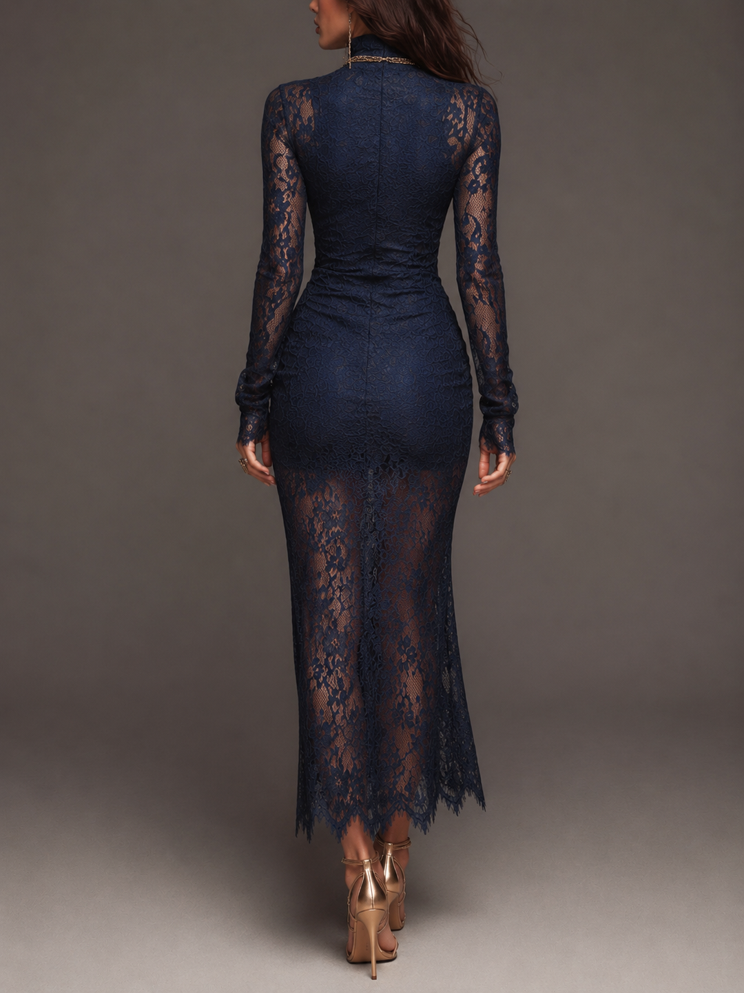 Primrose – Lace Bodycon Midi Dress with High Slit