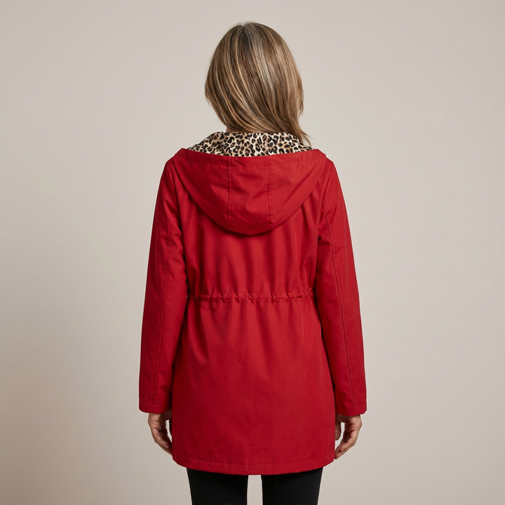 Nicola – Reversible Hooded Coat with Leopard Lining
