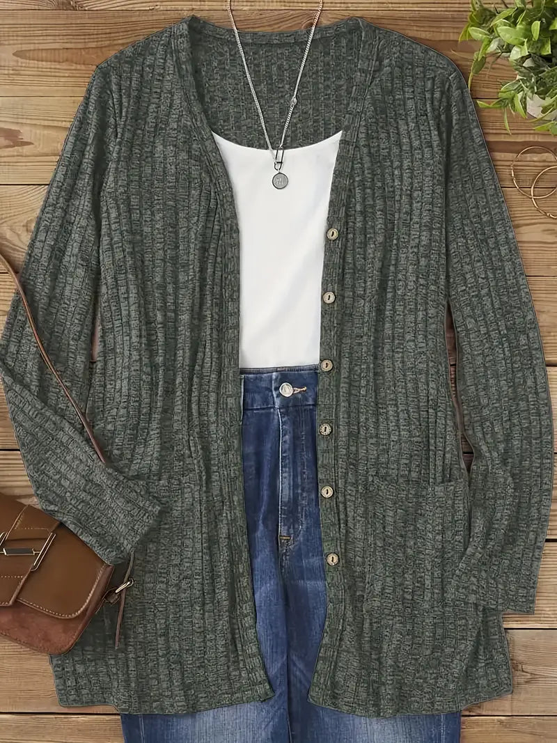 Esme – Longline Waffle-Knit Cardigan