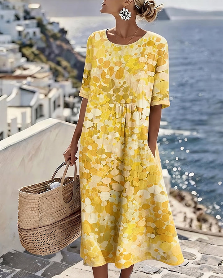 Theodora – Abstract Floral Print Midi Dress