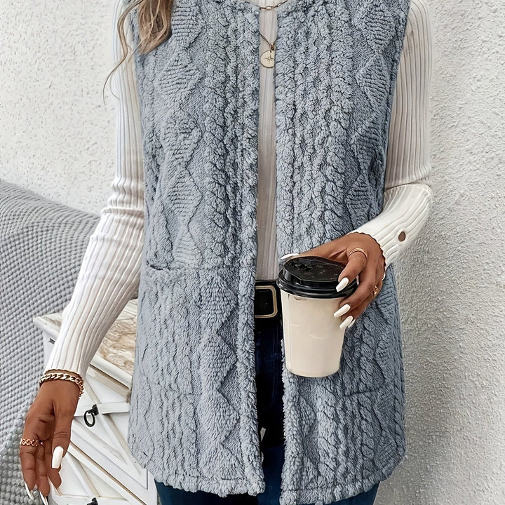 Mairead – Longline Sherpa-Effect Sleeveless Waistcoat