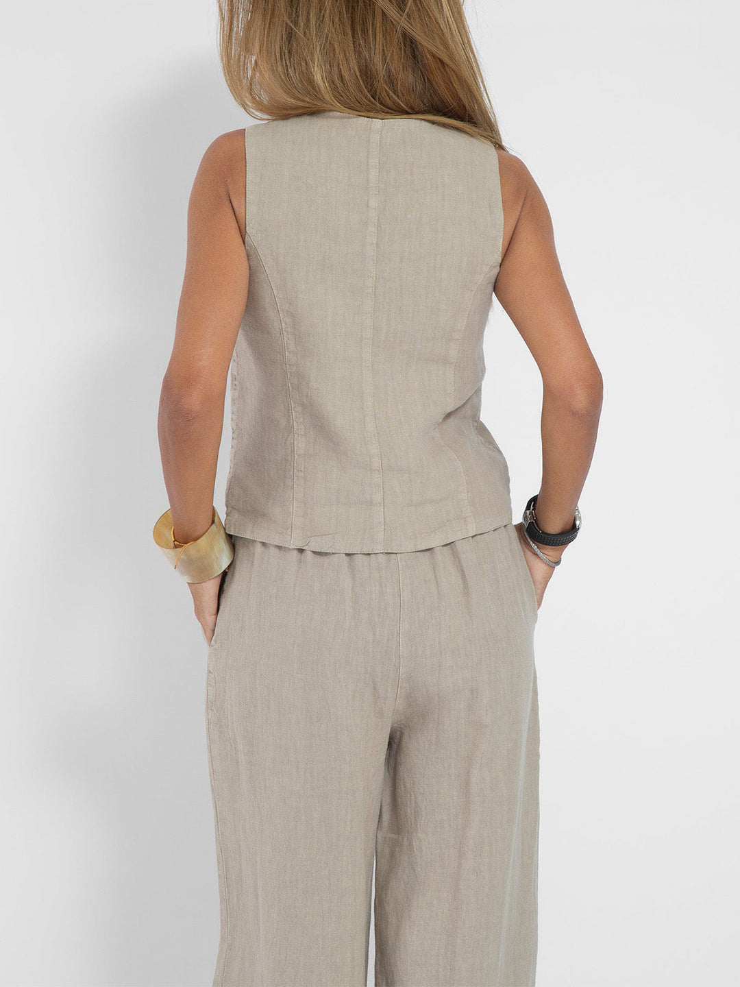 Cristina | Buttoned Vest and Wide-Leg Trousers Set