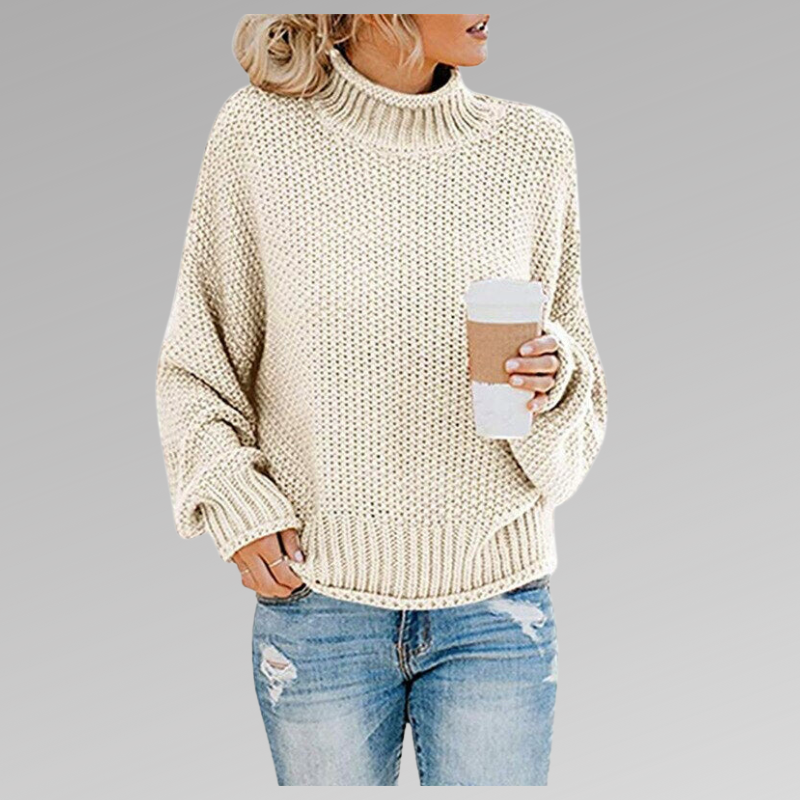 Saoirse – Chunky Knit Polo Neck Jumper