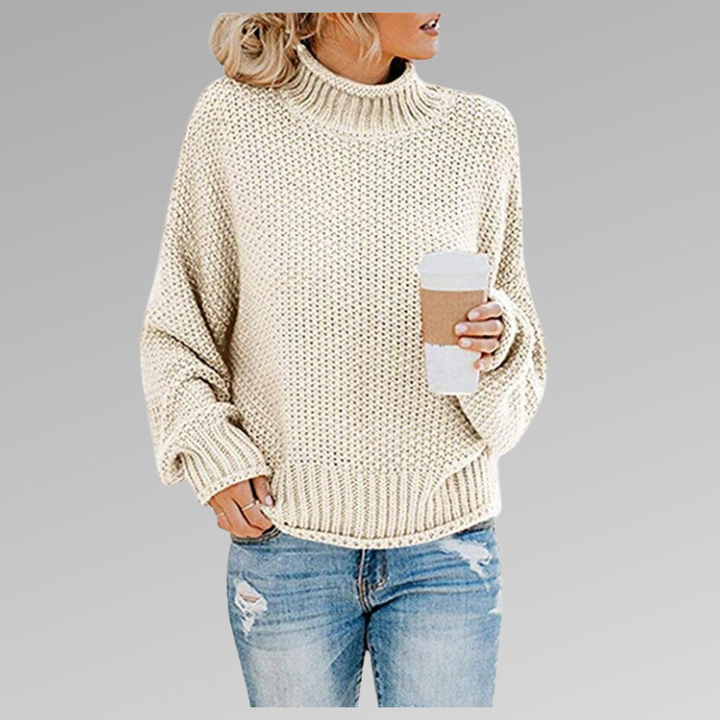 Saoirse – Chunky Knit Polo Neck Jumper