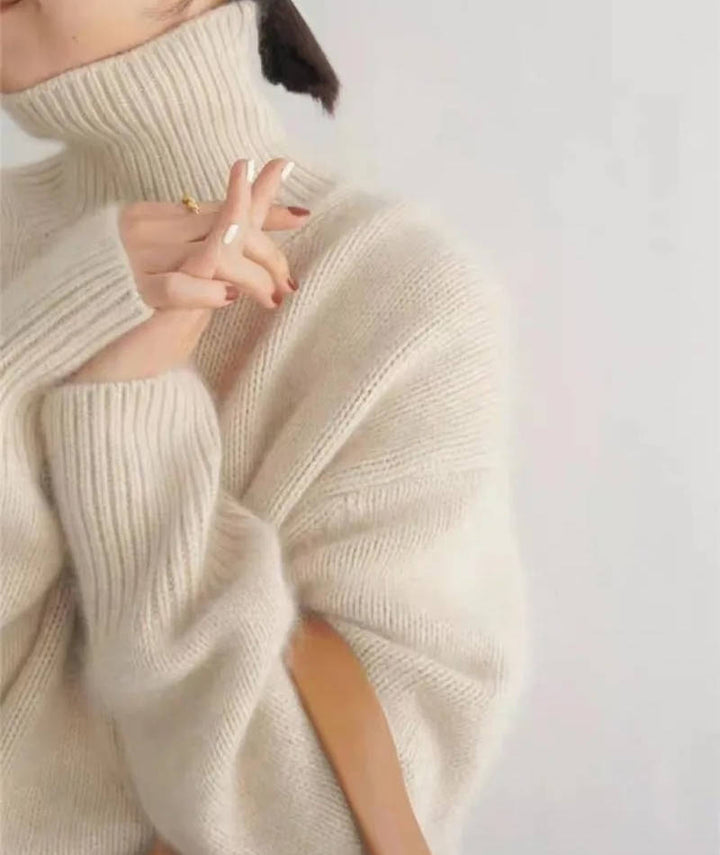 Sheila – Oversized Polo Neck Knit Jumper