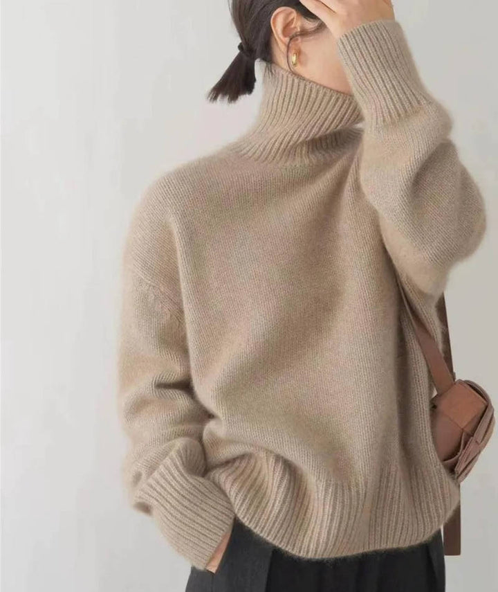 Sheila – Oversized Polo Neck Knit Jumper