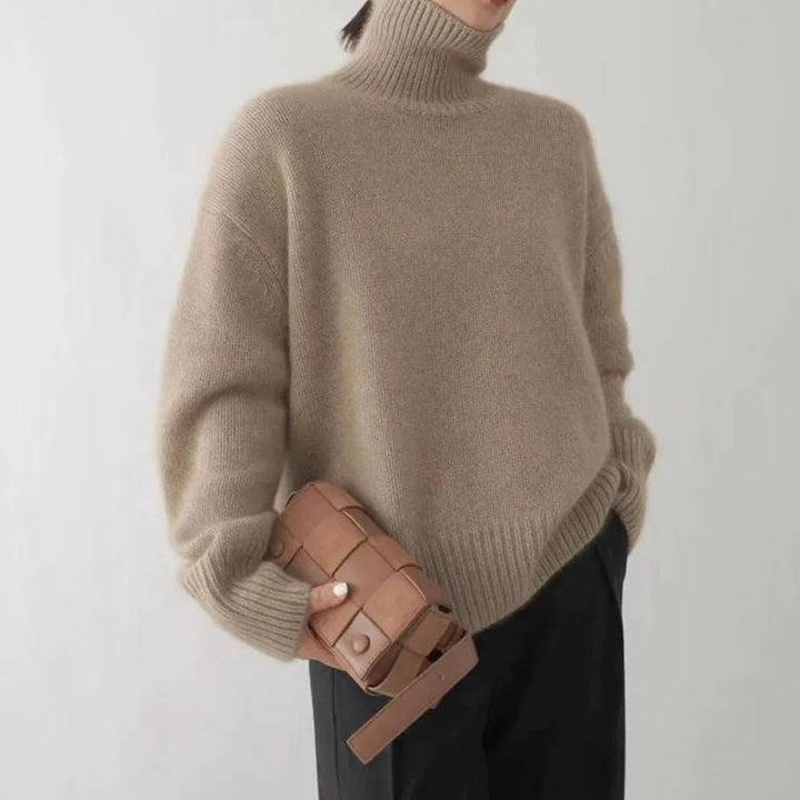 Sheila – Oversized Polo Neck Knit Jumper