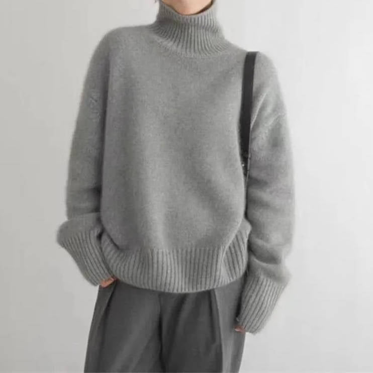 Sheila – Oversized Polo Neck Knit Jumper