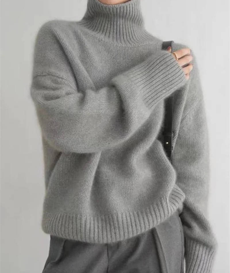 Sheila – Oversized Polo Neck Knit Jumper