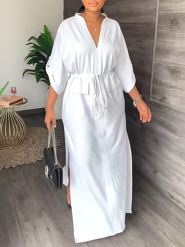 Esme – Drawstring Waist Casual Maxi Dress