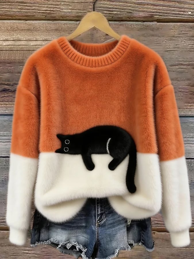 Perpetua – Cat Graphic Colour Block Jumper