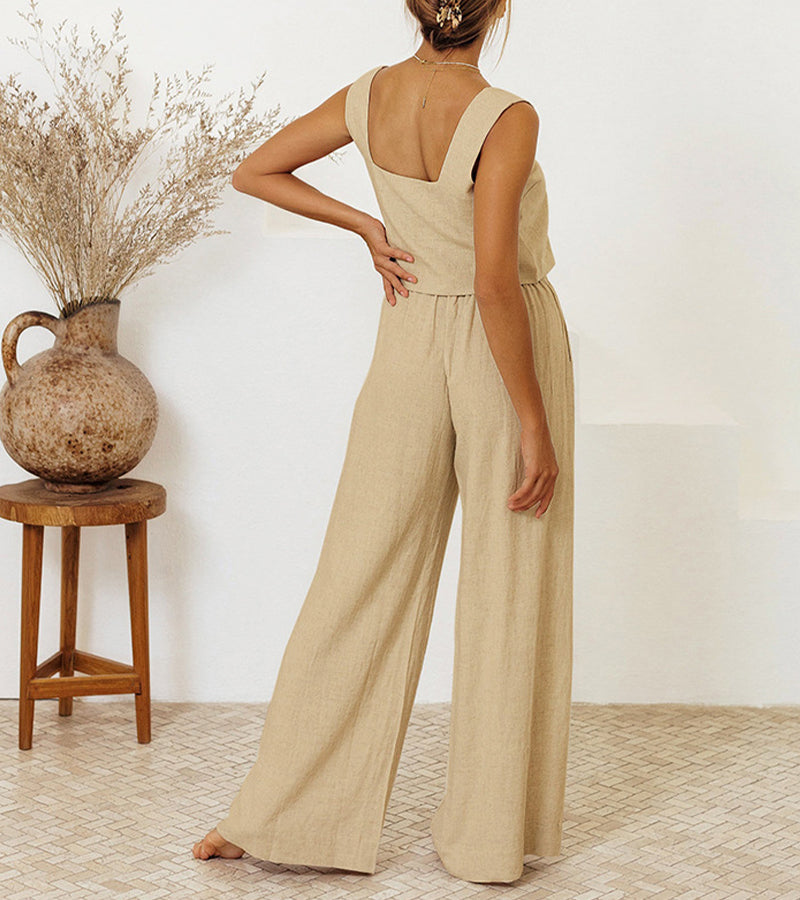 Cara | Minimalist Top Set and Wide Leg Trousers