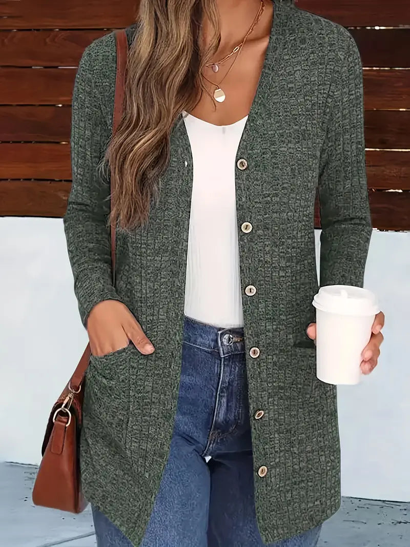 Esme – Longline Waffle-Knit Cardigan
