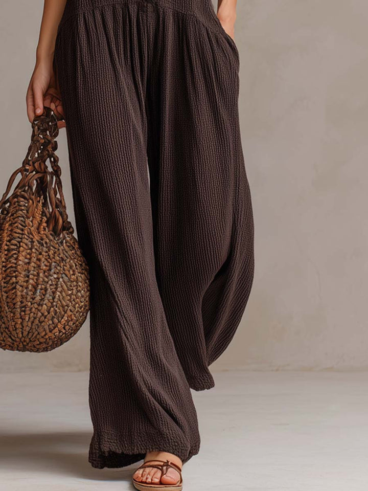Wilhelmina – Boho Button-Front Wide Leg Jumpsuit