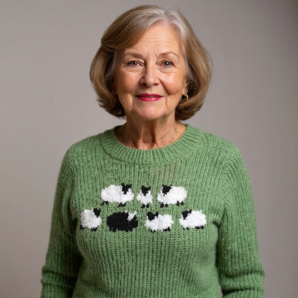 Daphne – Charming Sheep Motif Knit Jumper
