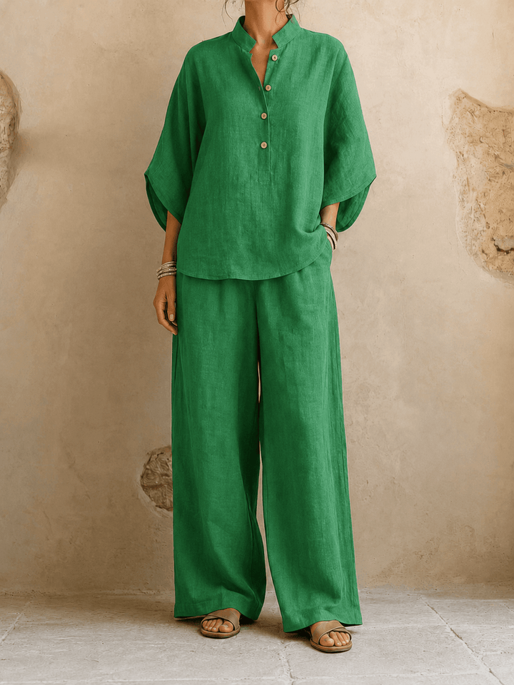 Zara – Batwing Blouse and Wide-Leg Trousers Set