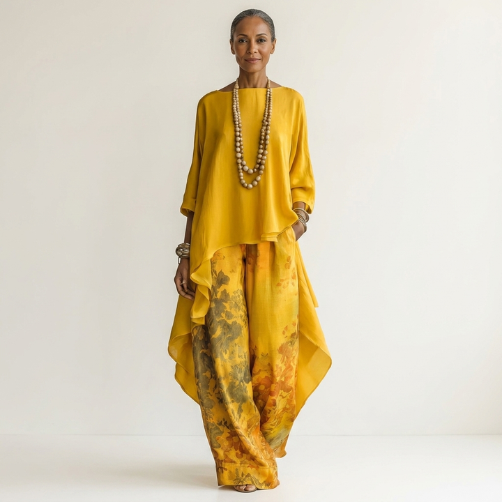 Thomasina – Asymmetric Tunic and Wide-Leg Trouser Set