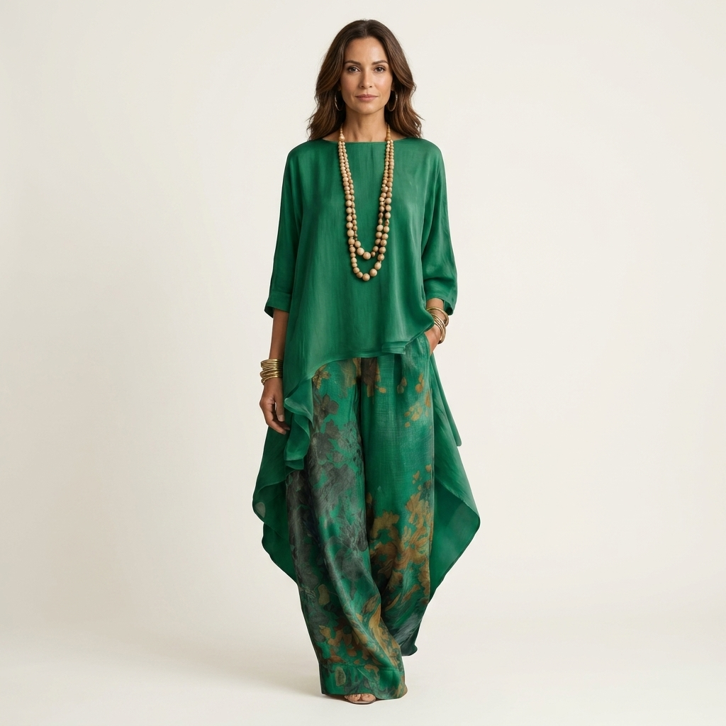Thomasina – Asymmetric Tunic and Wide-Leg Trouser Set