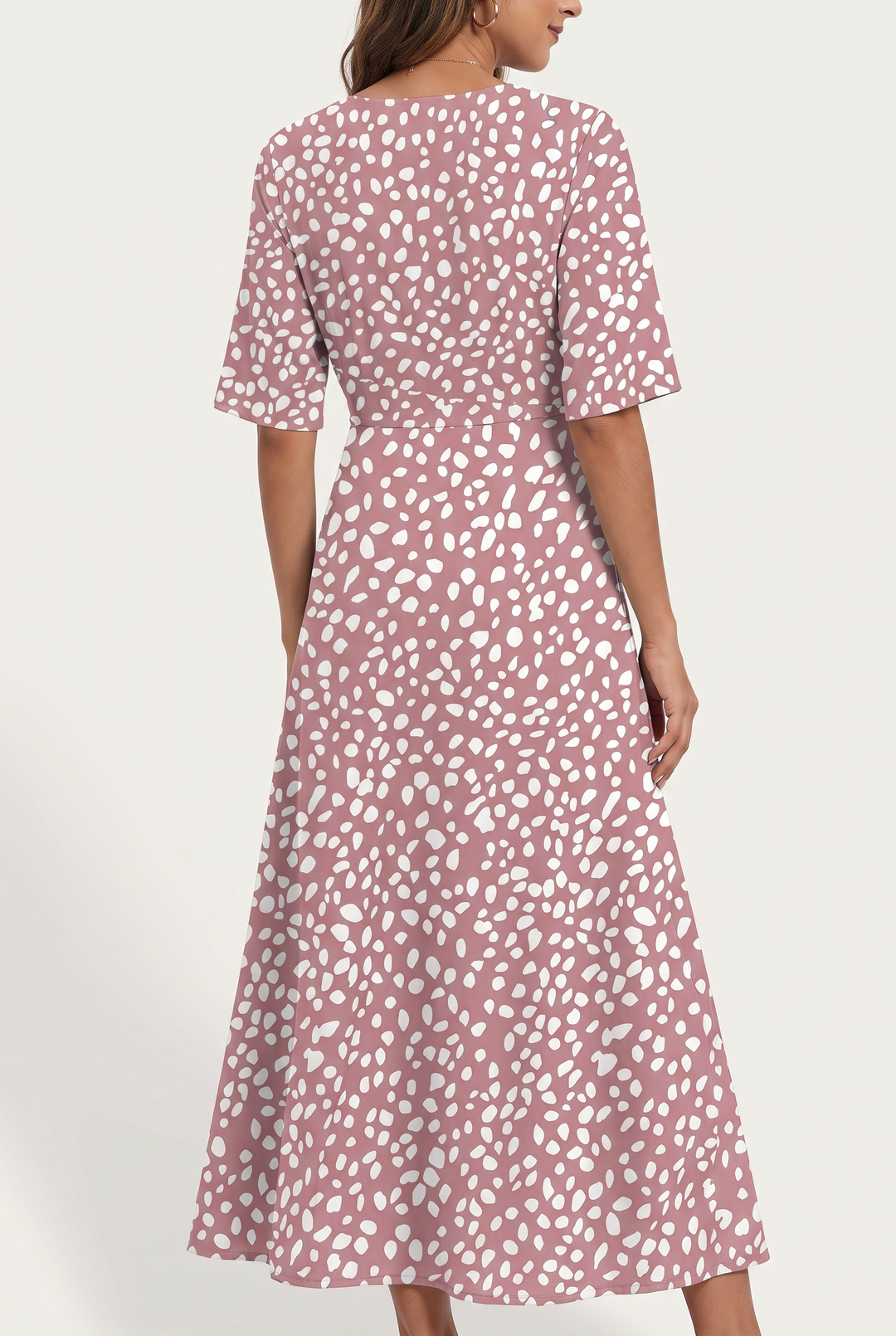 Celia – Spot Print Tummy-Flattering Midi Dress