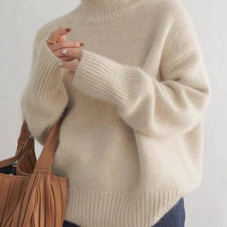 Sheila – Oversized Polo Neck Knit Jumper