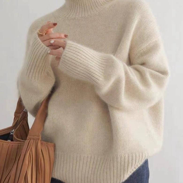 Sheila – Oversized Polo Neck Knit Jumper