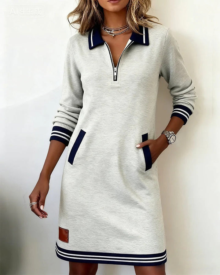 Jessie – Sporty Zip Collar Mini Dress