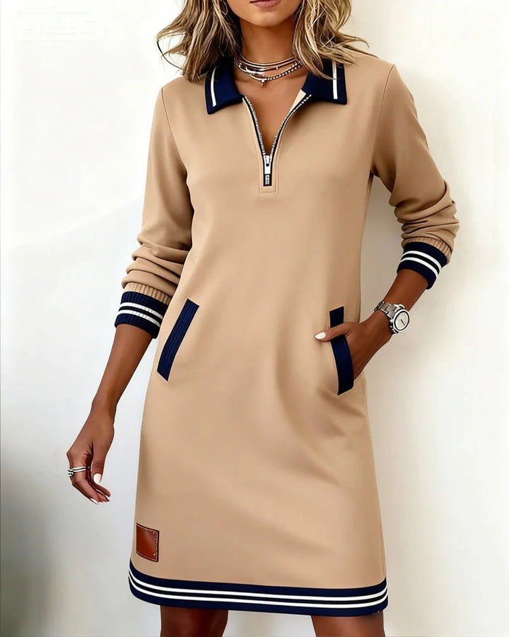 Jessie – Sporty Zip Collar Mini Dress