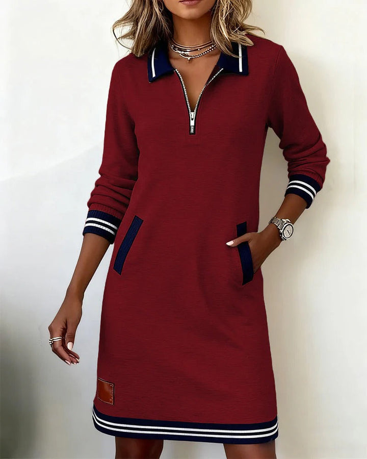 Jessie – Sporty Zip Collar Mini Dress