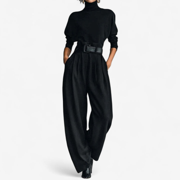 Lettie – Sophisticated Wide Leg Turtleneck Jumpsuit