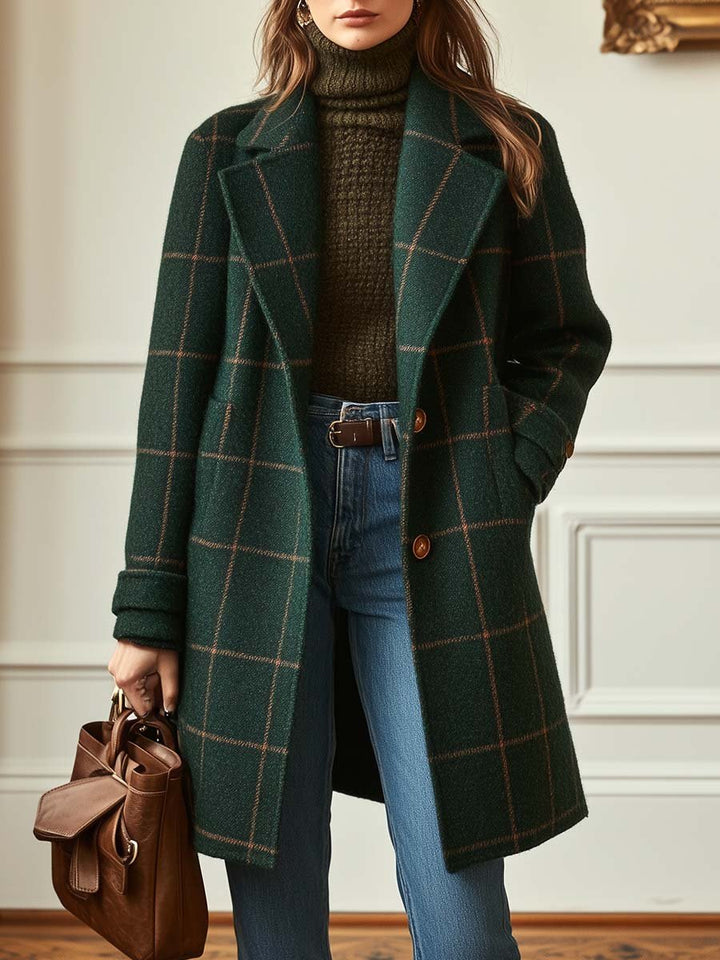 Gladys – Tailored Plaid Long Coat
